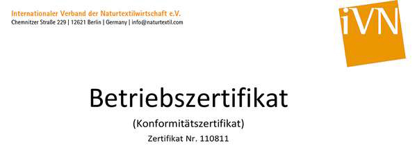 Wolkenweich IVN Natur-Leder Zertifikat Wolkenweich IVN Natur-Leder Zertifikat