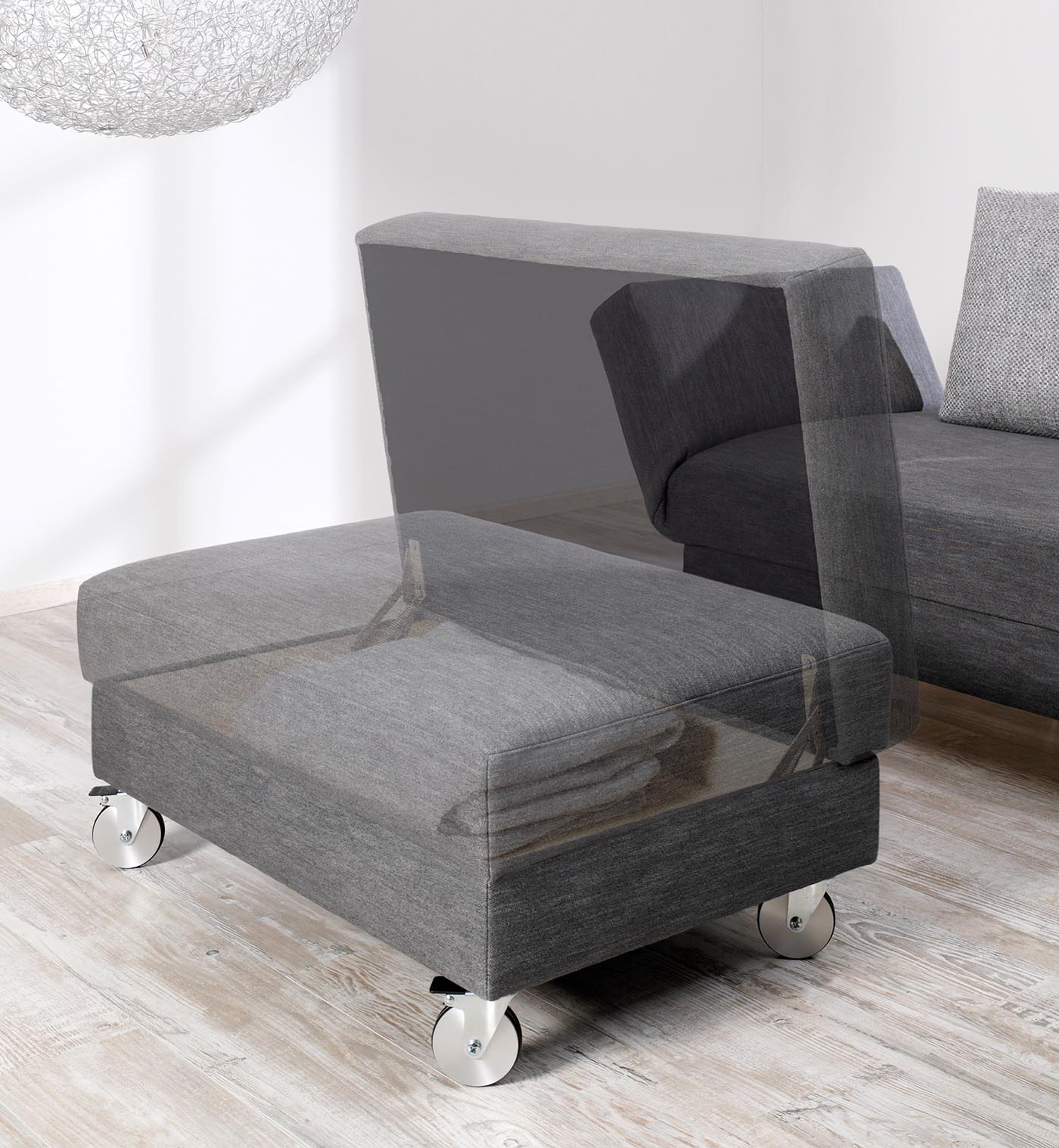 Solo rollbarer Hocker mit Stauraum