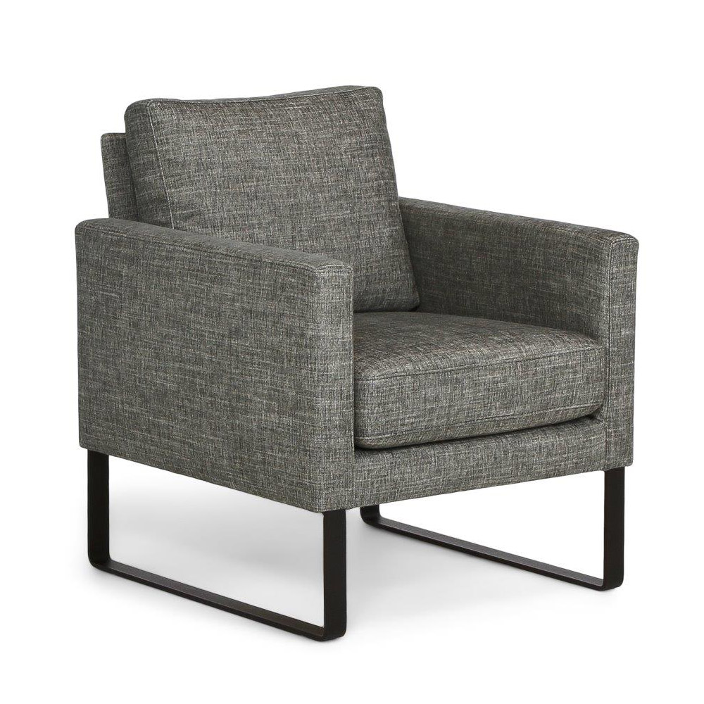 Puro Sessel Varianten Stoff grau meliert mit Metall Kufe schwarz Puro Sessel Varianten Stoff grau meliert mit Metall Kufe schwarz