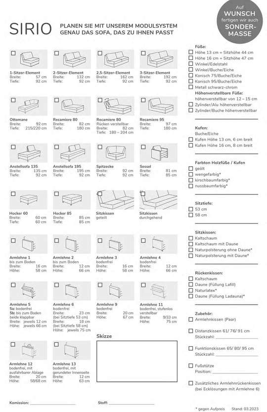 System Polstermoebel Sirio Typenplan 2023