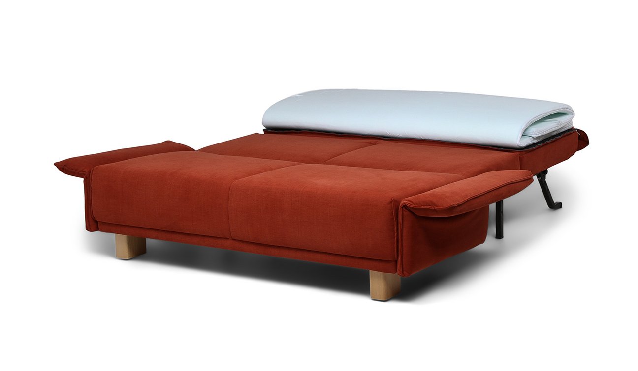 Schlafsofa Terni in ausgeklappte Schlafstellung mit Topper