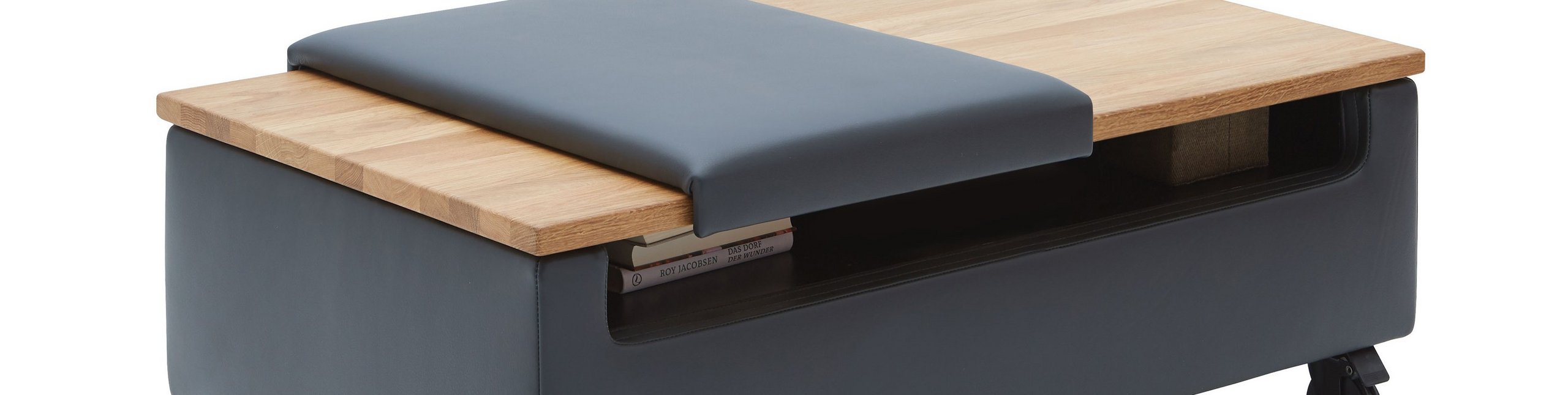 Solo rollbarer Hockertisch mit Ablagefach Solo rollbarer Hockertisch mit Ablagefach