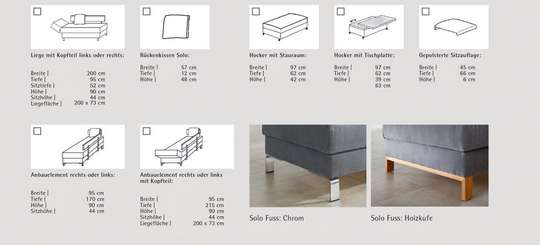 Typenauswahl Liegesofa Solo